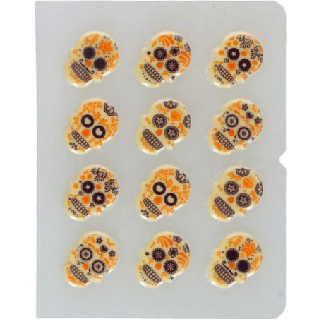 op. 12 szt. Meksykańska czaszka - zestaw gotowych dekoracji czekoladowych na Halloween - nr. kat. F50620 Fun Cakes
