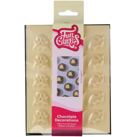 op. 20 szt. Duchy w czterech wzorach - zestaw gotowych dekoracji czekoladowych na Halloween - nr. kat. F50725 Fun Cakes