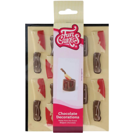 op. 10 szt. Noże we krwi - zestaw gotowych dekoracji czekoladowych na Halloween - nr. kat. F50735 Fun Cakes