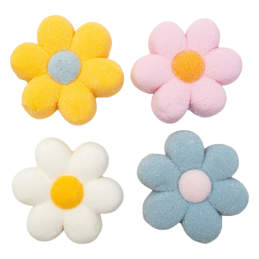 op. 12 szt. Pastelowe Kwiatki - duże kolorowe pianki Marshmallow do dekoracji tortów i babeczek
