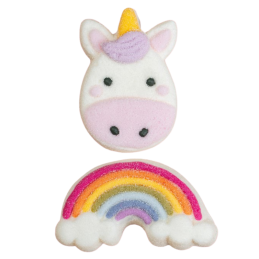 op. 12 szt. Tęczowe Jednorożce - duże kolorowe pianki Marshmallow do dekoracji tortów i babeczek