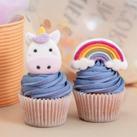 op. 12 szt. Tęczowe Jednorożce - duże kolorowe pianki Marshmallow do dekoracji tortów i babeczek