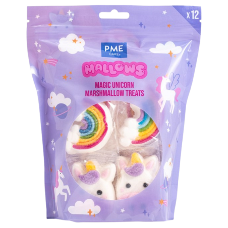 op. 12 szt. Tęczowe Jednorożce - duże kolorowe pianki Marshmallow do dekoracji tortów i babeczek