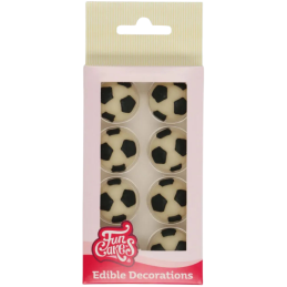 op. 8 szt. Piłka nożna śr. 25 mm - zestaw gotowych dekoracji cukrowych - nr. kat. F50225 Fun Cakes