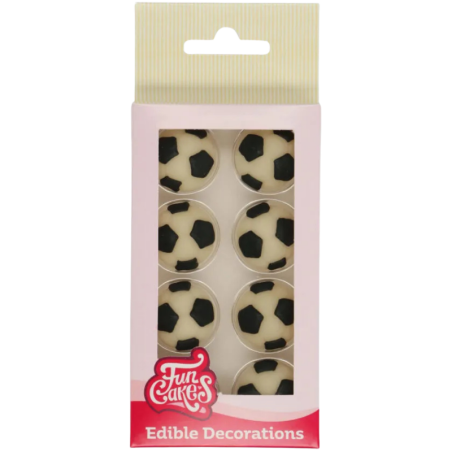 op. 8 szt. Piłka nożna śr. 25 mm - zestaw gotowych dekoracji cukrowych - nr. kat. F50225 Fun Cakes