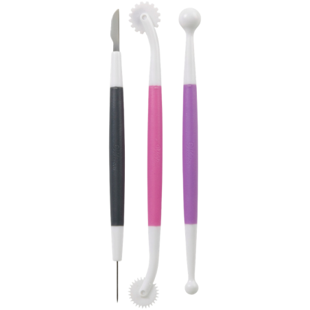 op. 3 szt. Zestaw dwustronnych narzędzi do modelowania dekoracji z masy cukrowej - Fondant Starter Tool Set - Wilton