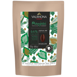 op. 250 g Manjari 64% Valrhona - ciemna czekolada o owocowych nutach ziaren kakao z Madagaskaru - kuwertura w kaletkach