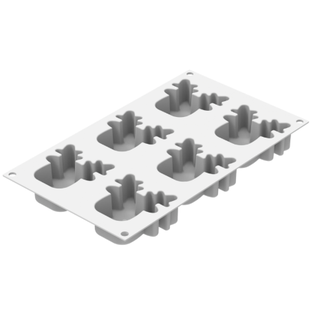Rudolph 100 Silikomart - zestaw do monoporcji - głowa renifera - forma silikonowa z wykrojnikiem - poj. 100 ml x 6 porcji