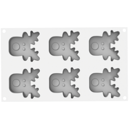 Rudolph 100 Silikomart - zestaw do monoporcji - głowa renifera - forma silikonowa z wykrojnikiem - poj. 100 ml x 6 porcji