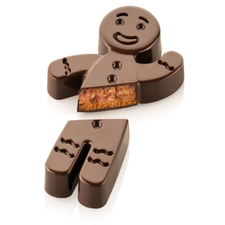 CH054 GINGER T Silikomart - forma do świątecznych tabliczek czekolady - piernikowy ludzik - poj. 137 ml x 2 tabliczki