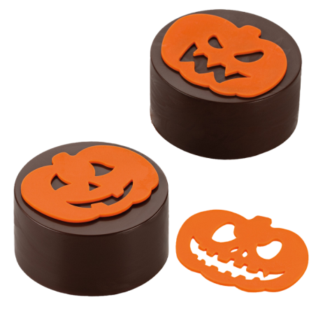 Dyniowe lampiony - forma silikonowa do dekoracji na Halloween - dł. 60 x szer. 50 x wys. 2 mm / poj. 2.8 ml x 6 dekoracji