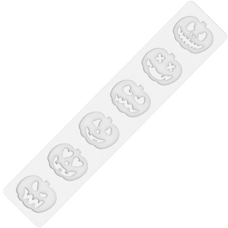 Dyniowe lampiony - forma silikonowa do dekoracji na Halloween - dł. 60 x szer. 50 x wys. 2 mm / poj. 2.8 ml x 6 dekoracji