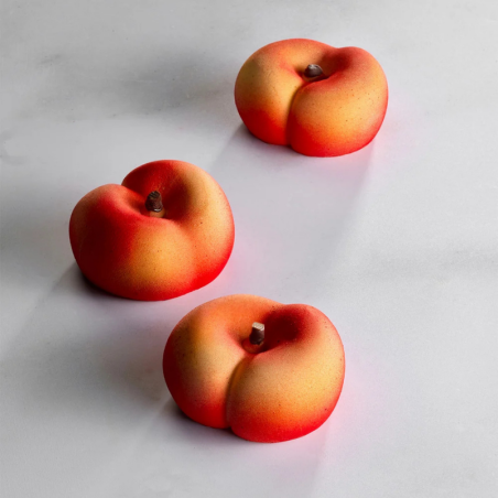 PX43145 Flat Peach Pavoni Italia - forma silikonowa do deserów - brzoskwinia - dł. 74 x wys. 37 mm / poj. 120 ml x 12 porcji