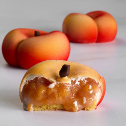 PX43145 Flat Peach Pavoni Italia - forma silikonowa do deserów - brzoskwinia - dł. 74 x wys. 37 mm / poj. 120 ml x 12 porcji