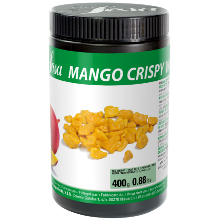 op. 400 g Liofilizowane kawałki mango pokryte warstwą tłuszczu kakaowego - posypka - Crispy Wet Proof Sosa Ingredients