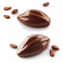 Cacao 120 Silikomart - cukiernicza forma silikonowa - ziarna kakao - dł. 102 x szer. 57 x wys. 42 mm / poj. 120 ml x 6 porcji