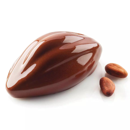 Cacao 120 Silikomart - cukiernicza forma silikonowa - ziarna kakao - dł. 102 x szer. 57 x wys. 42 mm / poj. 120 ml x 6 porcji