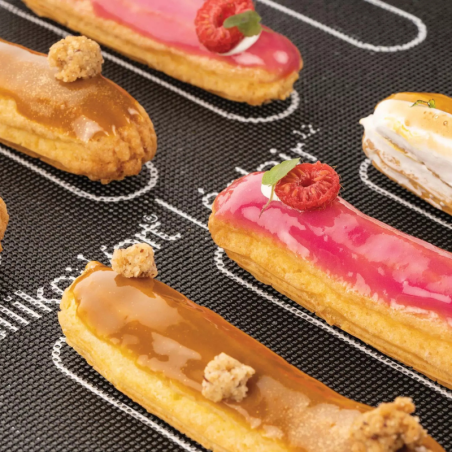 AIR MAT ECLAIR Silikomart - dwustronna mata perforowana do wypieku małych i dużych eklerów - dł. 583 x szer. 384 mm