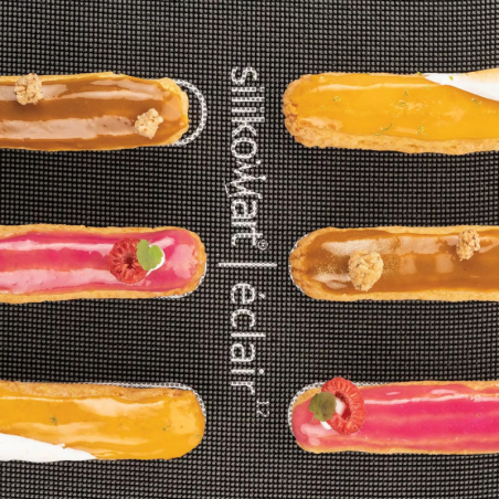 AIR MAT ECLAIR Silikomart - dwustronna mata perforowana do wypieku małych i dużych eklerów - dł. 583 x szer. 384 mm