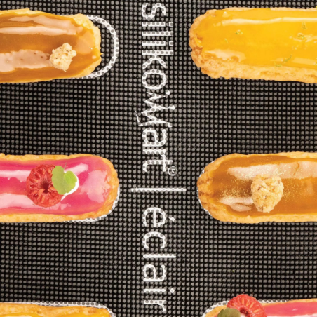 AIR MAT ECLAIR Silikomart - dwustronna mata perforowana do wypieku małych i dużych eklerów - dł. 583 x szer. 384 mm