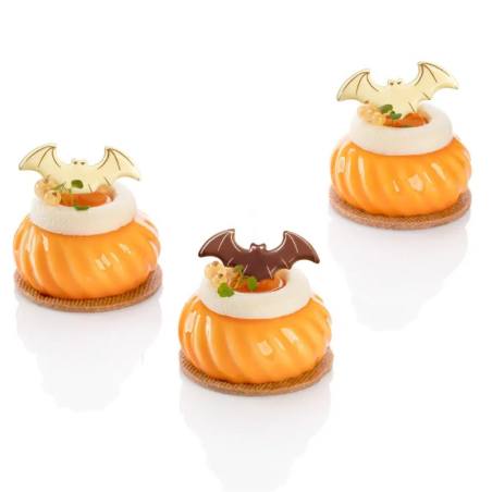 op. 105 szt. Nietoperze - zestaw dekoracji czekoladowych na Halloween - dł. 43 x szer. 20 mm - nr. kat. 33780 Barbara Decor