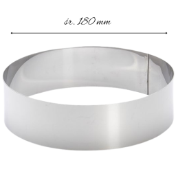 śr. 180 x wys. 60 mm - okrągły rant cukierniczy z grubej stali kwasoodpornej - do pieczenia i składania deserów
