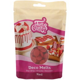 op. 250 g Czerwona polewa cukiernicza w postaci łatwych do rozpuszczania kawałków - Deco Melts Red Fun Cakes