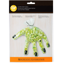 op. 15 szt. Celofanowe woreczki - rękawiczki - do pakowania cukierków i żelków na Halloween - dł. 23 cm - Wilton