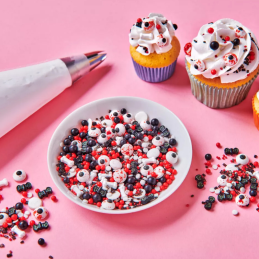 op. 70 g Bloody and Bat - mieszanka posypek cukrowych do dekoracji babeczek na Halloween - 3D Sprinkle Medley Fun Cakes