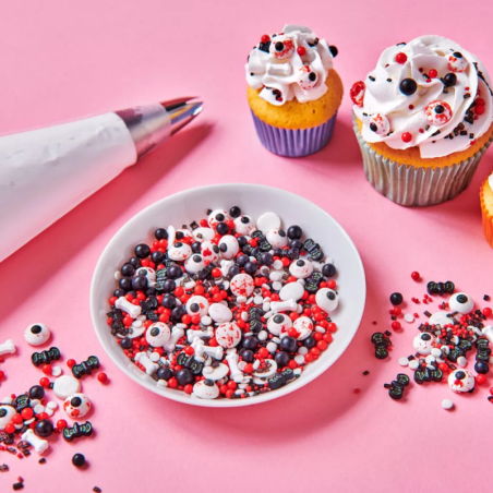 op. 70 g Bloody and Bat - mieszanka posypek cukrowych do dekoracji babeczek na Halloween - 3D Sprinkle Medley Fun Cakes