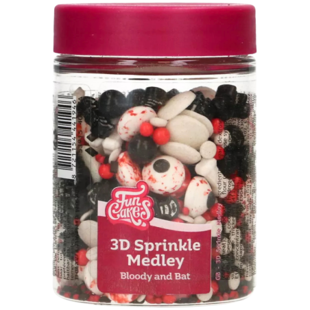 op. 70 g Bloody and Bat - mieszanka posypek cukrowych do dekoracji babeczek na Halloween - 3D Sprinkle Medley Fun Cakes