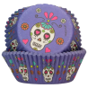 op. 48 szt. Fioletowe Papilotki - Day of the Dead FunCakes - papierowe foremki do wypieku babeczek - śr. 50 x wys. 32 mm