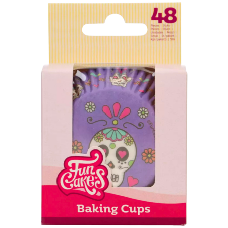 op. 48 szt. Fioletowe Papilotki - Day of the Dead FunCakes - papierowe foremki do wypieku babeczek - śr. 50 x wys. 32 mm