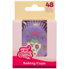 op. 48 szt. Fioletowe Papilotki - Day of the Dead FunCakes - papierowe foremki do wypieku babeczek - śr. 50 x wys. 32 mm
