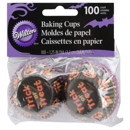 op. 100 szt. Papilotki - Rrick or Treat Wilton - papierowe foremki do wypieku mini babeczek - śr. 32 x wys. 22 mm