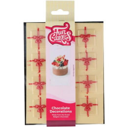 op. 12 szt. Prezent z czerwoną wstążką - zestaw gotowych dekoracji czekoladowych - nr. kat. F50795 Fun Cakes