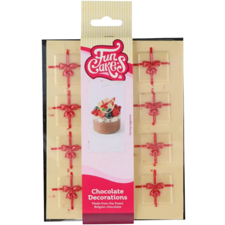 op. 12 szt. Prezent z czerwoną wstążką - zestaw gotowych dekoracji czekoladowych - nr. kat. F50795 Fun Cakes