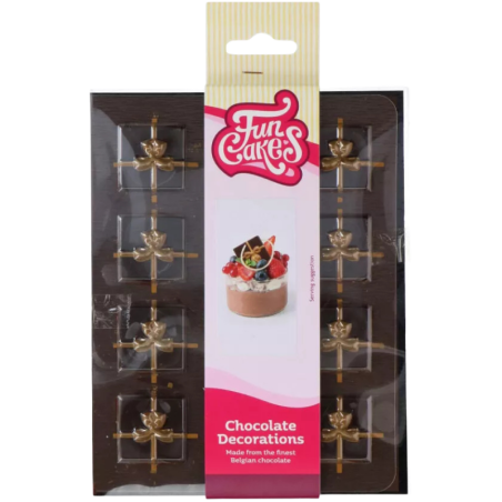 op. 12 szt. Prezent ze złotą wstążką - zestaw gotowych dekoracji czekoladowych - nr. kat. F50790 Fun Cakes