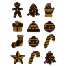 op. 12 szt. Złote figurki świąteczne - zestaw gotowych dekoracji z ciemnej czekolady - nr. kat. F50660 Fun Cakes