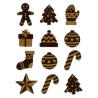op. 12 szt. Złote figurki świąteczne - zestaw gotowych dekoracji z ciemnej czekolady - nr. kat. F50660 Fun Cakes