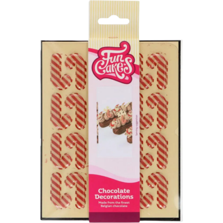 op. 24 szt. Świąteczna Laska Cukrowa - zestaw gotowych dekoracji czekoladowych - nr. kat. F50645 Fun Cakes