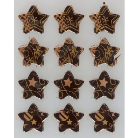 op. 12 szt. Złote Gwiazdki - zestaw gotowych dekoracji z ciemnej czekolady - nr. kat. F50665 Fun Cakes