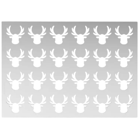 op. 2 szt. Renifer - silikonowy szablon do odlewania dekoracji z czekolady i izomaltu - dł. 40 x szer. 40 mm x 24 dekoracje