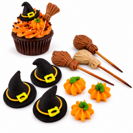 op. 9 szt. Halloween - tematyczny zestaw dekoracji cukrowych do babeczek - nr kat. EX13123