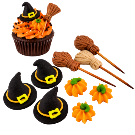 op. 9 szt. Halloween - tematyczny zestaw dekoracji cukrowych do babeczek - nr kat. EX13123