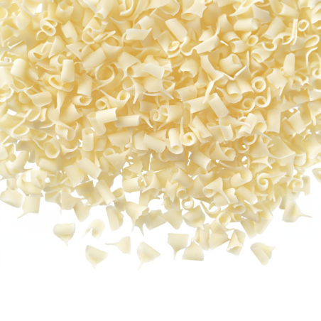 1 kg POSYPKA BIAŁA MINI BARBARA DECOR dekoracyjne wiórki z białej czekolady 7 x 3 mm (produkt konfekcjonowany)