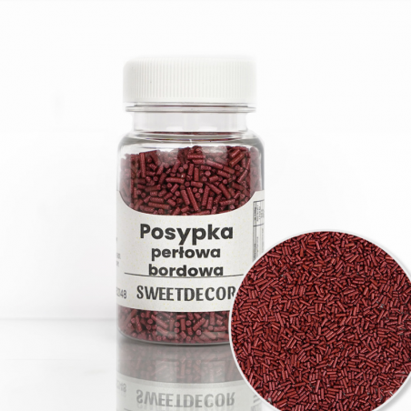 pałeczki cukrowe - posypka perłowa bordowa od sweet decor