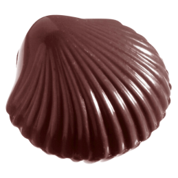 CW1210 Muszelka - forma z poliwęglanu do pralin - dł. 28 x szer. 30 x wys. 9 mm / poj. 5 g x 32 praliny