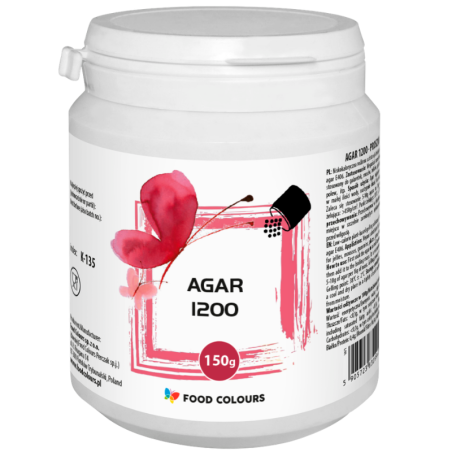 op. 150 g AGAR AGAR (E406) 1200 - substancja żelująca pochodzenia roślinnego - nr. kat. K-135 Food Colours