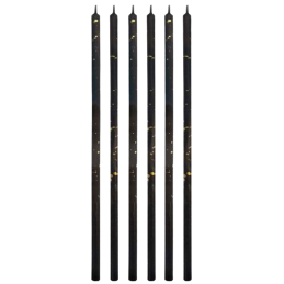 op. 6 szt. Czarne świeczki urodzinowe z drobinkami złota - Milenium - dł. 16.5 cm - 7C-SUMI GoDan